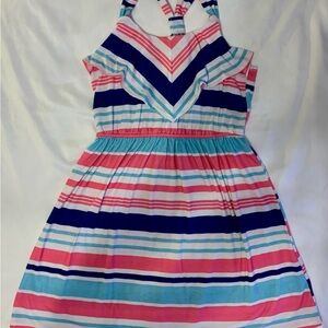 Girls' Pink & Violet Striped Halter Dress - Pink, Blue & White Size XL